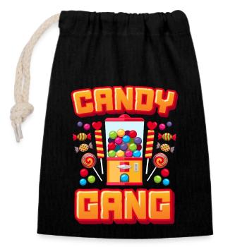 Candy Gang Süßigkeiten Bonbons - Verschließbarer Geschenkbeutel aus Baumwolle (14x20cm) - Schwarz - Vorne