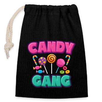 Candy Gang Süßigkeiten Bonbons - Verschließbarer Geschenkbeutel aus Baumwolle (14x20cm) - Schwarz - Vorne