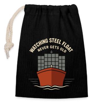 Ship vision device Container ship Cargo ship - Closable cotton gift bag (14x20cm) - black - Front