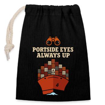 Ship vision device Container ship Cargo ship - Closable cotton gift bag (14x20cm) - black - Front
