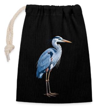 Elegant Blue Heron - Verschließbarer Geschenkbeutel aus Baumwolle (14x20cm) - Schwarz - Vorne
