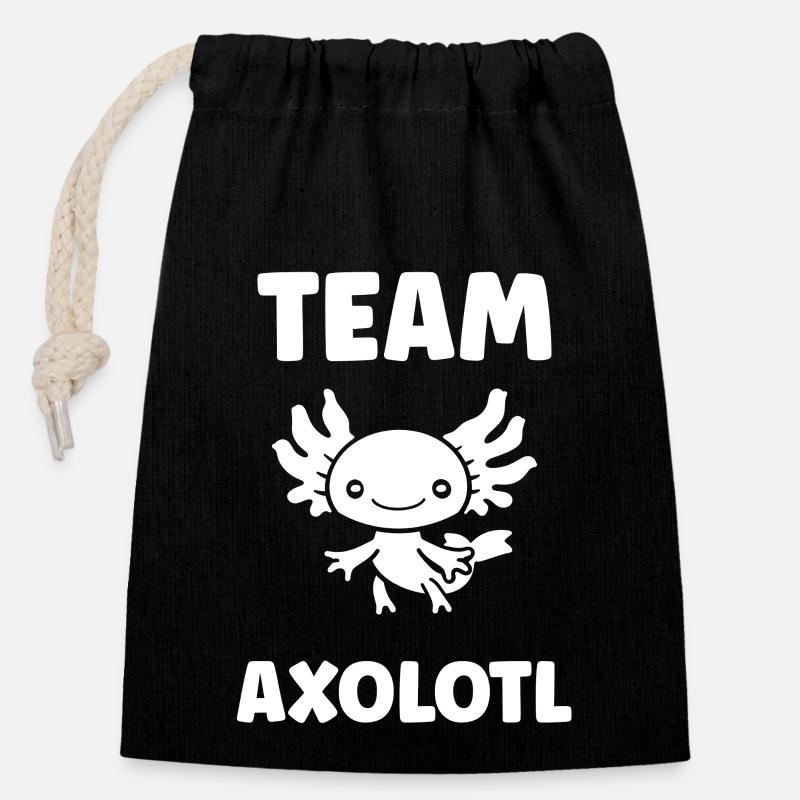 axolotl - Sac cadeau en coton avec cordon (14 x 20 cm) - noir