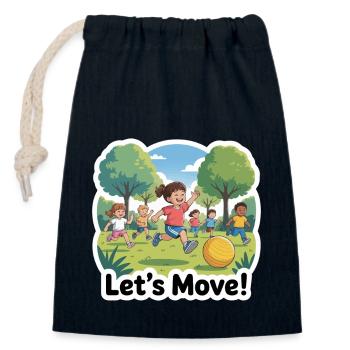 CHILDREN EXERCISING. LET S MOVE - Closable cotton gift bag (14x20cm) - navy - Front