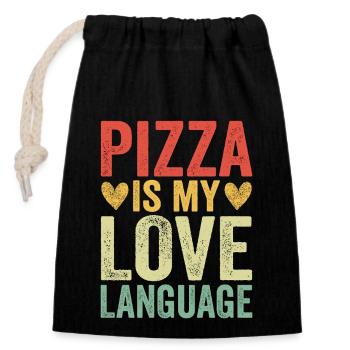 Pizza Is My Love Language - Verschließbarer Geschenkbeutel aus Baumwolle (14x20cm) - Schwarz - Vorne
