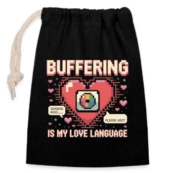 L’amour a besoin de temps de chargement – Chemise Nerd Pixel Heart - Sac cadeau en coton avec cordon (14 x 20 cm) - noir - Devant