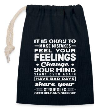 School Counselors Encouragement Mistakes Sharing Feelings - Closable cotton gift bag (14x20cm) - navy - Front