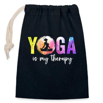 Le yoga est ma thérapie - Sac cadeau en coton avec cordon (14 x 20 cm) - bleu marine - Devant