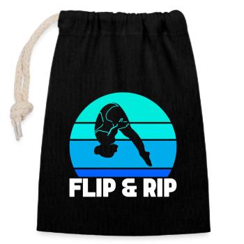 Diving diving board - Closable cotton gift bag (14x20cm) - black - Front
