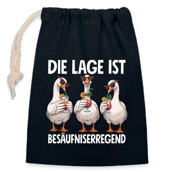 The location is drunken, geese - Closable cotton gift bag (14x20cm) - navy - Front