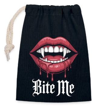 Chemise gothique à lèvres avec de sang - Sac cadeau en coton avec cordon (14 x 20 cm) - bleu marine - Devant