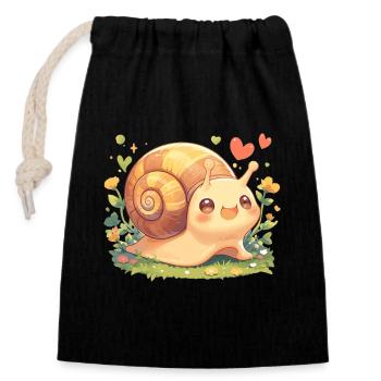 Snails Snail - Closable cotton gift bag (14x20cm) - black - Front