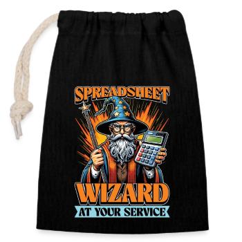 Accounting Spreadsheet Wizard Bookkeeper Auditor - Closable cotton gift bag (14x20cm) - black - Front