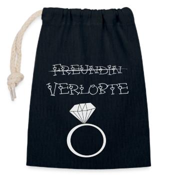 Petite amie barrée fiancée - Sac cadeau en coton avec cordon (14 x 20 cm) - bleu marine - Devant