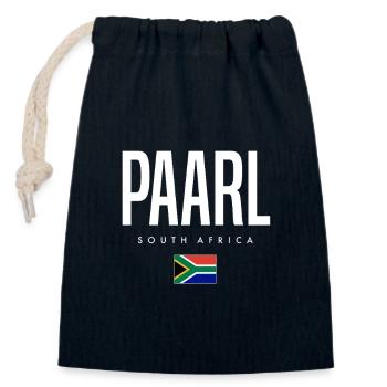 Paarl, South Africa - Closable cotton gift bag (14x20cm) - navy - Front