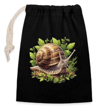 Snails Snail - Closable cotton gift bag (14x20cm) - black - Front