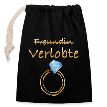 Petite amie barrée fiancée - Sac cadeau en coton avec cordon (14 x 20 cm) - noir - Devant