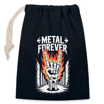 Für immer Metal – Skelett-Hand Motiv - Verschließbarer Geschenkbeutel aus Baumwolle (14x20cm) - Navy - Vorne