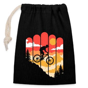 VTT Vélo Cyclisme - Sac cadeau en coton avec cordon (14 x 20 cm) - noir - Devant