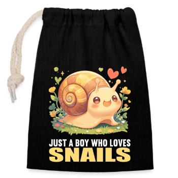Snails Snail - Closable cotton gift bag (14x20cm) - black - Front