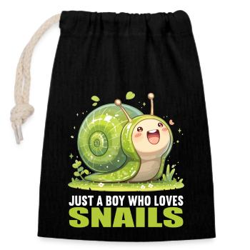 Snails Snail - Closable cotton gift bag (14x20cm) - black - Front