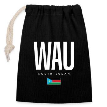 Wau South Sudan - Closable cotton gift bag (14x20cm) - black - Front
