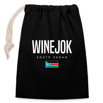 Winejok South Sudan - Closable cotton gift bag (14x20cm) - black - Front