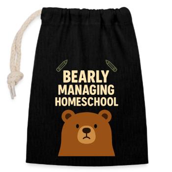 Homeschool Mom Mama Bear Homeschooling Geschenk - Verschließbarer Geschenkbeutel aus Baumwolle (14x20cm) - Schwarz - Vorne