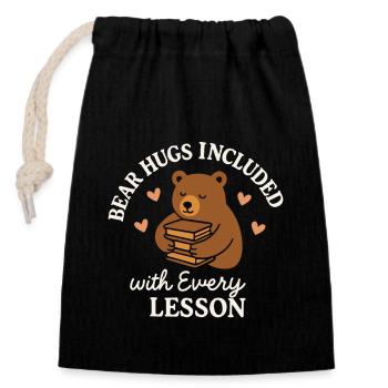 Homeschool Mom Mama Bear Homeschooling Geschenk - Verschließbarer Geschenkbeutel aus Baumwolle (14x20cm) - Schwarz - Vorne