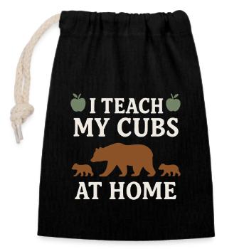 Homeschool Mom Mama Bear Homeschooling Geschenk - Verschließbarer Geschenkbeutel aus Baumwolle (14x20cm) - Schwarz - Vorne