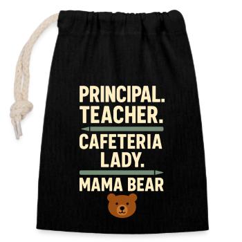 Homeschool Mom Mama Bear Homeschooling Geschenk - Verschließbarer Geschenkbeutel aus Baumwolle (14x20cm) - Schwarz - Vorne