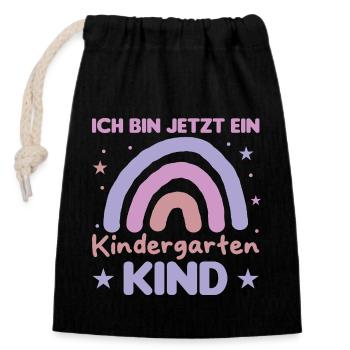 Kindergartenkind Regenbogen Ich bin jetzt im - Verschließbarer Geschenkbeutel aus Baumwolle (14x20cm) - Schwarz - Vorne