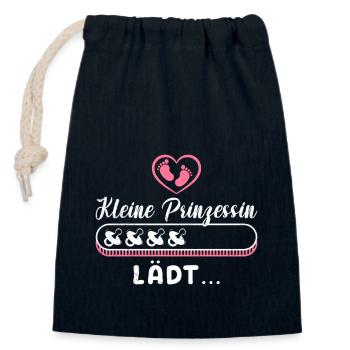 Schwangerschaft KLEINE PRINZESSIN LÄDT Lustiges - Verschließbarer Geschenkbeutel aus Baumwolle (14x20cm) - Navy - Vorne