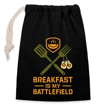 omelette oeuf plié drôle petit déjeuner cuisinier - Sac cadeau en coton avec cordon (14 x 20 cm) - noir - Devant