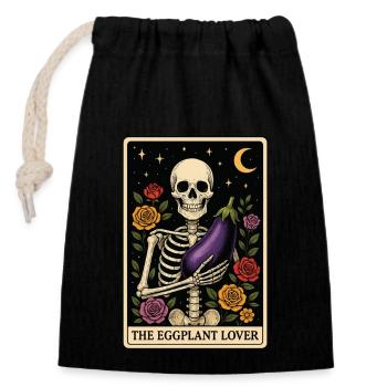 Aubergine Tarot - Verschließbarer Geschenkbeutel aus Baumwolle (14x20cm) - Schwarz - Vorne