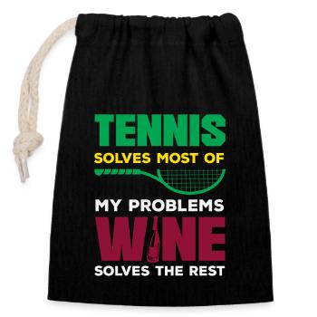 Tennis Spieler: Tennis Löst Die Meisten Probleme - Verschließbarer Geschenkbeutel aus Baumwolle (14x20cm) - Schwarz - Vorne