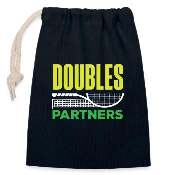 Joueur de tennis Doubles partenaire Design - Sac cadeau en coton avec cordon (14 x 20 cm) - bleu marine - Devant