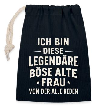 Vieille femme maléfique légendaire – Déclaration - Sac cadeau en coton avec cordon (14 x 20 cm) - bleu marine - Devant