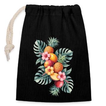 Exotic Fruits Tropical Paradise - Closable cotton gift bag (14x20cm) - black - Front