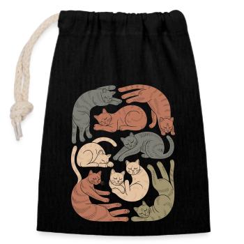 Relaxed Boho Cat Pattern - Closable cotton gift bag (14x20cm) - black - Front