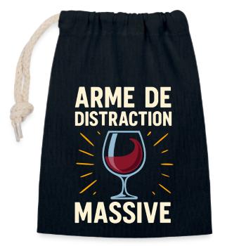 Arme de distraction massive – T-shirt humour vin - Sac cadeau en coton avec cordon (14 x 20 cm) - bleu marine - Devant