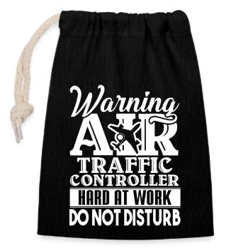 Air Traffic Controller Warning Sign - Closable cotton gift bag (14x20cm) - black - Front