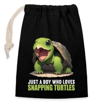 Snapping Turtles Snapping Turtle - Closable cotton gift bag (14x20cm) - black - Front
