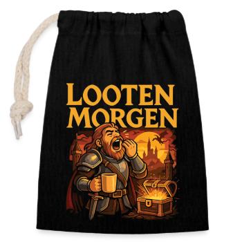Lustiges Rollenspiel Kaffee Shirt - Verschließbarer Geschenkbeutel aus Baumwolle (14x20cm) - Schwarz - Vorne