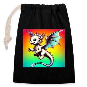 dragon - Closable cotton gift bag (14x20cm) - black - Front