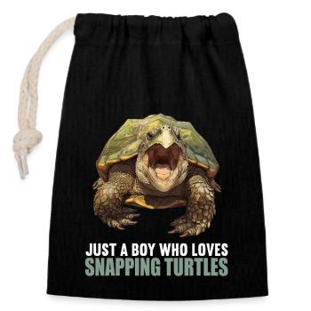 Snapping Turtles Snapping Turtle - Closable cotton gift bag (14x20cm) - black - Front
