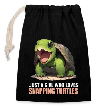Snapping Turtles Snapping Turtle - Closable cotton gift bag (14x20cm) - black - Front