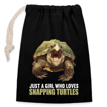Snapping Turtles Snapping Turtle - Closable cotton gift bag (14x20cm) - black - Front