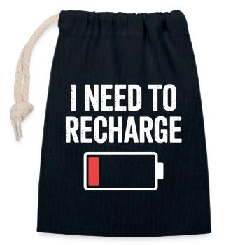 T-shirt vide de batterie avec batterie - Sac cadeau en coton avec cordon (14 x 20 cm) - bleu marine - Devant