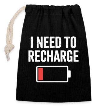 Battery Empty T-Shirt with Battery - Closable cotton gift bag (14x20cm) - black - Front