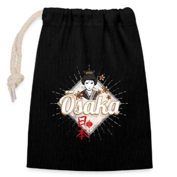 Ville d’Osaka, Japon, Souvenir vintage rétro Geisha - Sac cadeau en coton avec cordon (14 x 20 cm) - noir - Devant